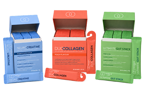 NeuroCreatine, Duo Collagen and Ultimate Gut Stack samples